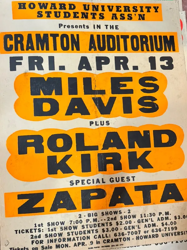 Miles Davis, Roland Kirk, and Zapata at Cramton Auditorium 1973